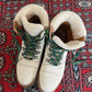 Frye Samantha Hiker Combat in Ivory Leather Shearling and Green Laces Winter Boots (7.5)