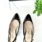 Vintage Chanel Black Leather Cap Toe Slingback Heels (38)