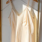 Vintage 80s Komar Cream Slip Dress Full Length (L)