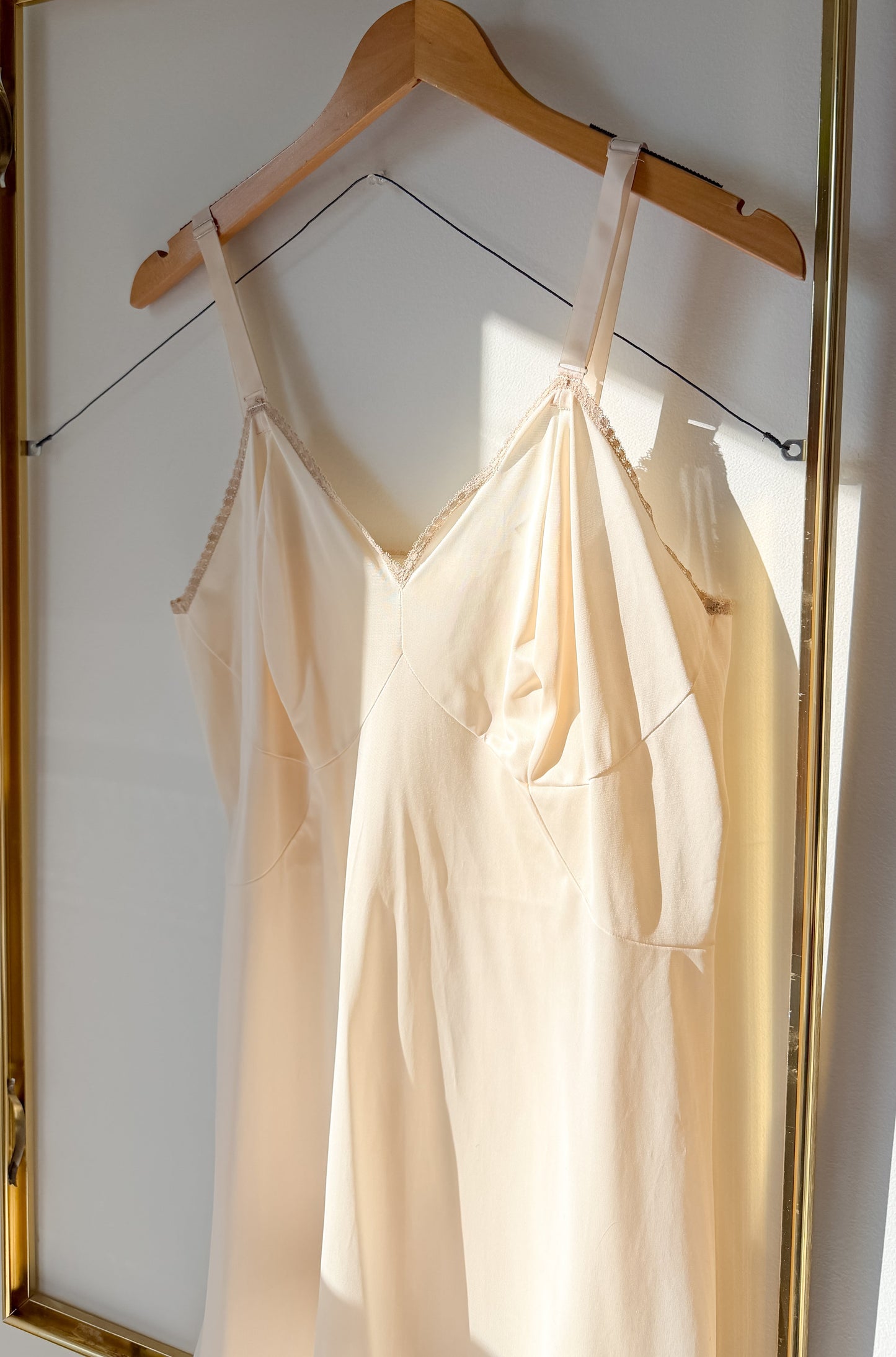 Vintage 80s Komar Cream Slip Dress Full Length (L)