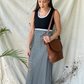 Vintage 70s Black & Dark Blue Gingham Maxi Dress (S)
