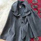 Charcoal Gray 100% Boiled Wool Knit Poncho Cape Sweater (M/L)