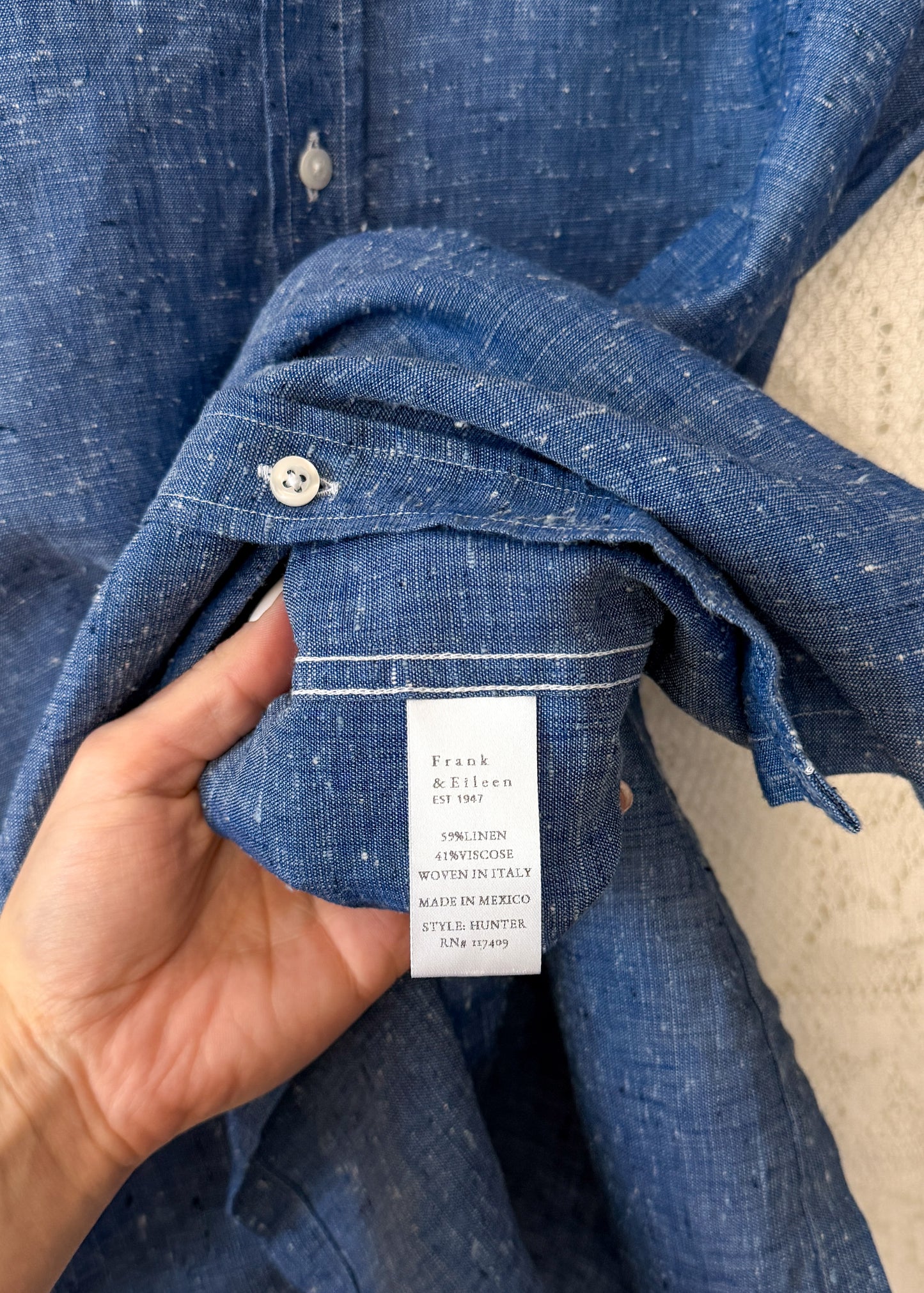 Frank & Eileen Hunter Shirt Dress in Blue Linen Speckle
