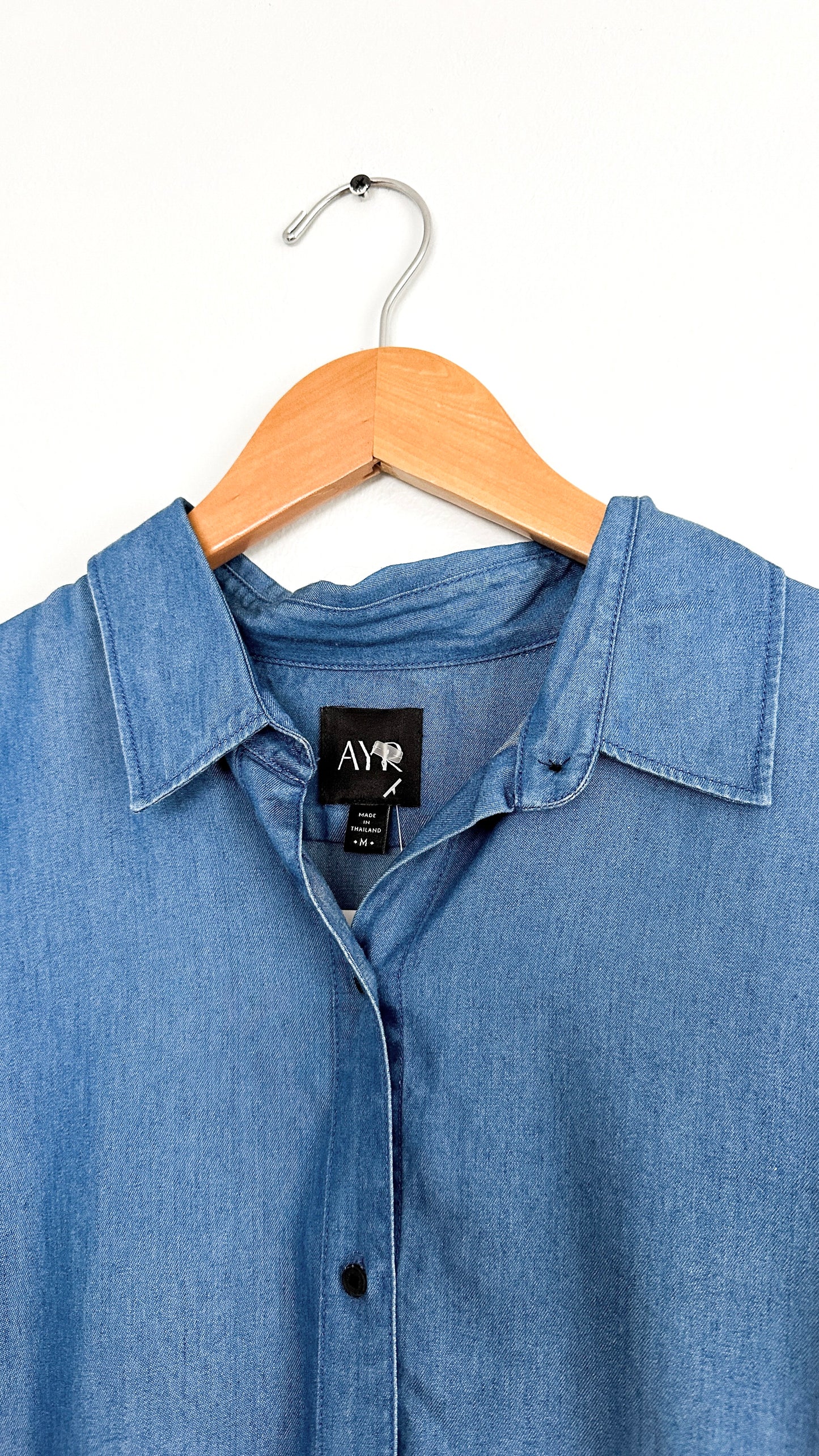 AYR The Clean Shirt Chambray Tencel Denim Button Down Top (M)