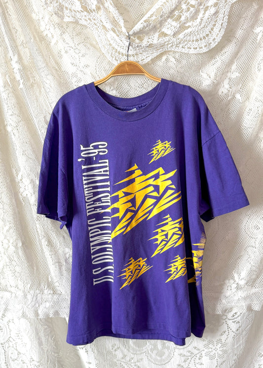 Vintage 1995 Olympic Festival Colorado Purple Graphic Tee Single Stitch