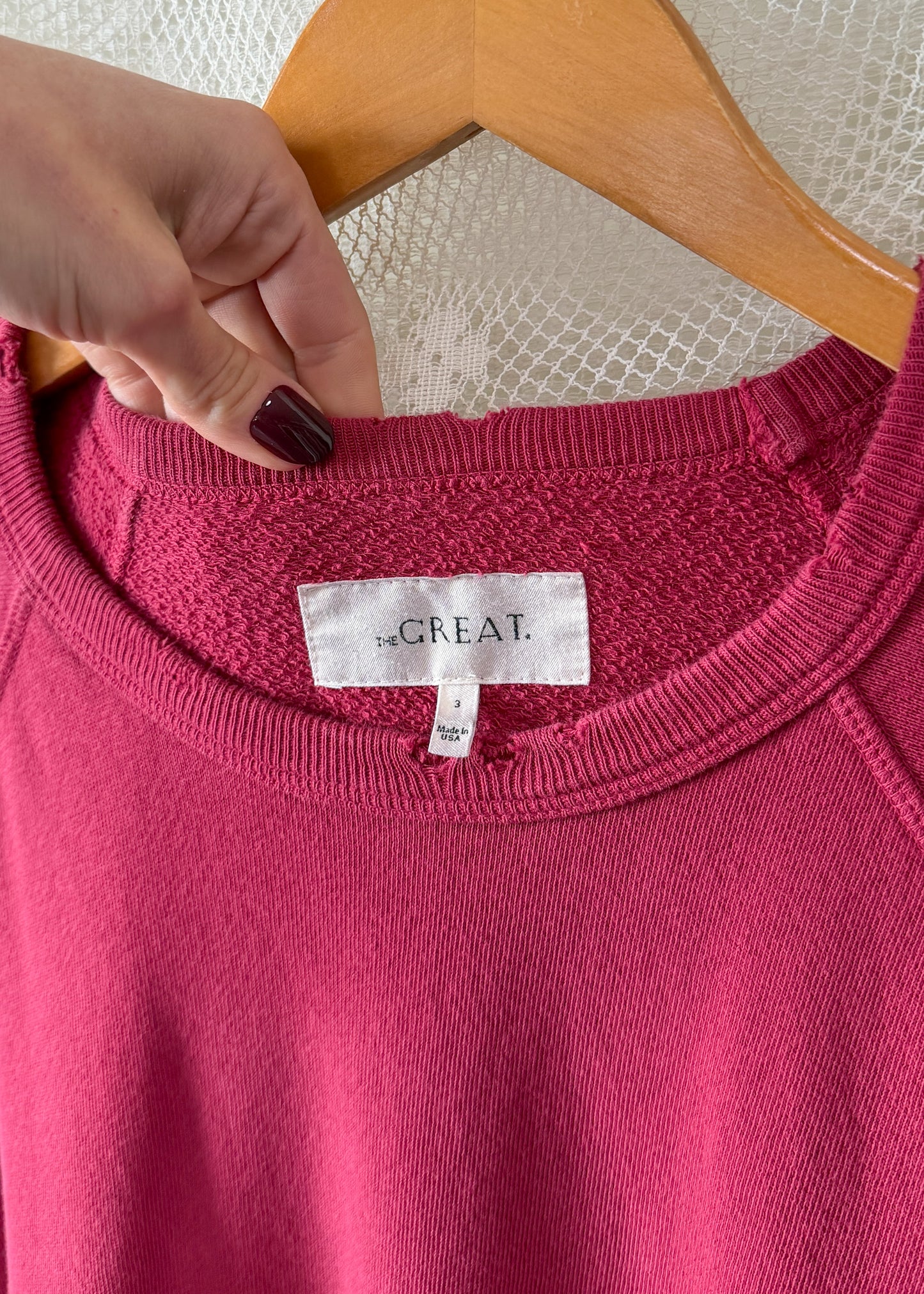The GREAT College Crewneck Distressed Terry Cotton Sweatshirt (3 or L)