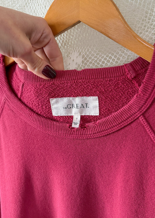 The GREAT College Crewneck Distressed Terry Cotton Sweatshirt (3 or L)