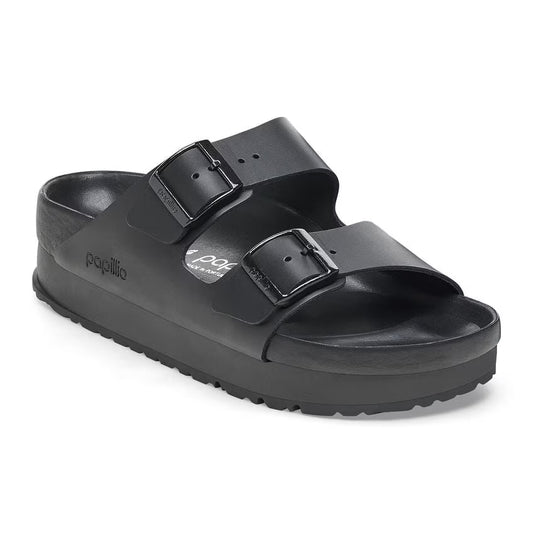 NEW Birkenstock Women's Arizona Flex Platform Black Leather Papilio Sandals (37)