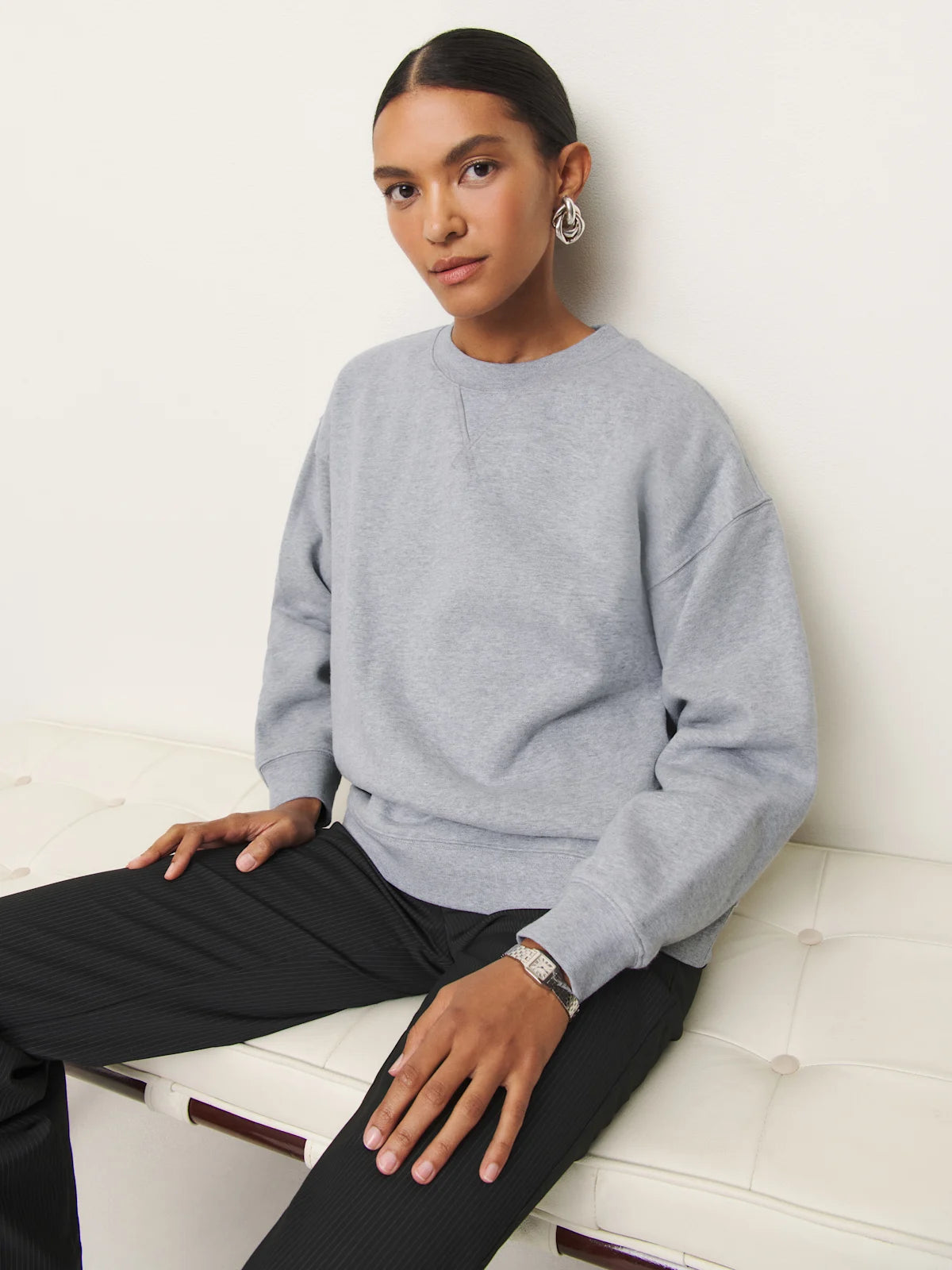 NEW Reformation Organic Cotton Gray Fleece Oversized Sweatshirt (S)