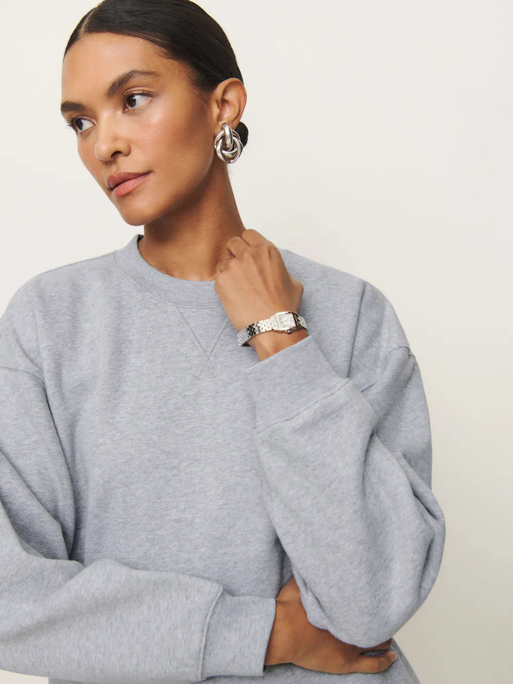 NEW Reformation Organic Cotton Gray Fleece Oversized Sweatshirt (S)