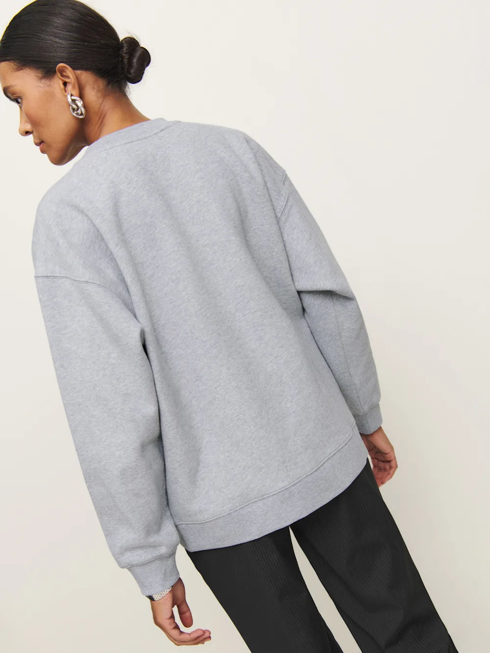 NEW Reformation Organic Cotton Gray Fleece Oversized Sweatshirt (S)