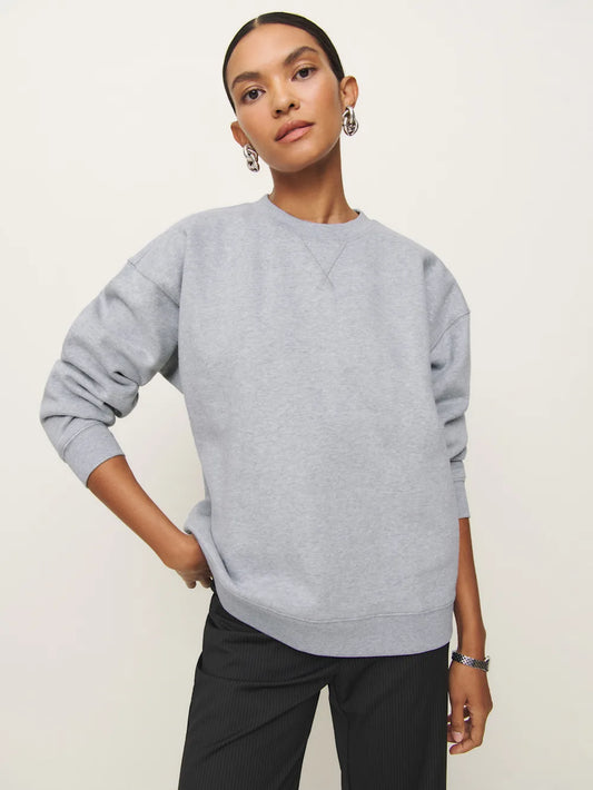 NEW Reformation Organic Cotton Gray Fleece Oversized Sweatshirt (S)