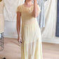 1930s Butter Yellow Silk Chiffon Bias Cut Dress