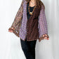 Emamó Purple & Brown Crochet Trim Tie Front Cover-Up Top (S)