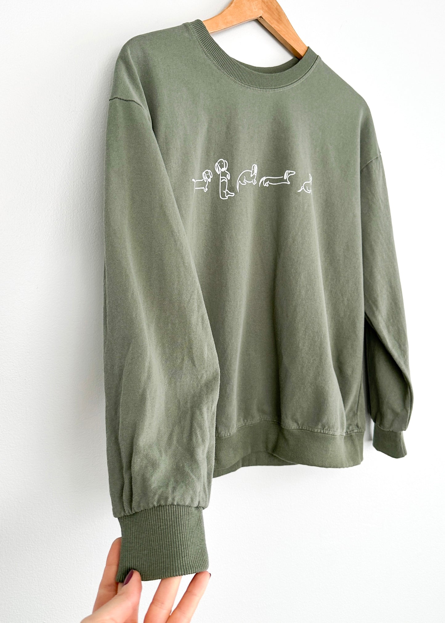 Dachshund Sage Green Pullover Sweatshirt (L)