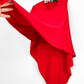 La Marey True Red 100% Cashmere Knit Poncho Cape