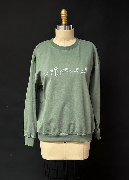 Dachshund Sage Green Pullover Sweatshirt (L)