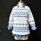 Vintage 90s Nuovo Country Seat Ivory & Blue Knit Pullover Sweater (S/M)