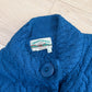 Vintage Aran Crafts Ireland Teal Blue Wool Cable Knit Cardigan Jacket (L)