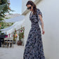 Cinq à Sept Kris Chiffon Dress in Raven Paisley Navy Blue Chiffon Smocked Maxi