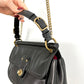 Coach City Willis Black Leather Turn Lock Shoulder Purse with Chain Long Strap 22062