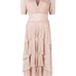 Maje Tiered Lamé Dress in Champagne Pink (3 or M)