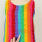 Vintage 60s Jack Winter Rainbow Crochet Mini Fringe Hem Dress (M)