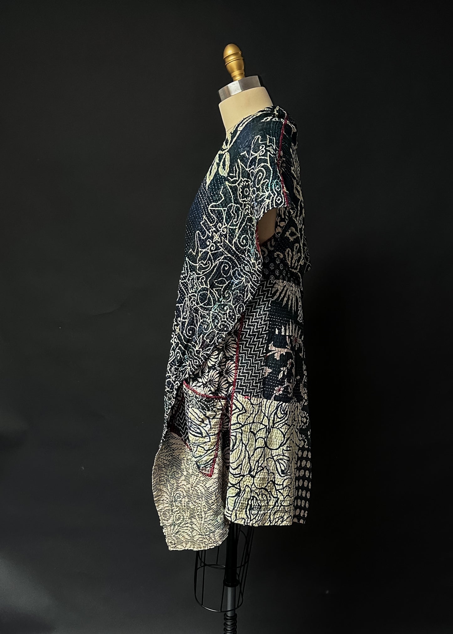 Mieko Mintz Vintage Kantha Cotton Draped Vest