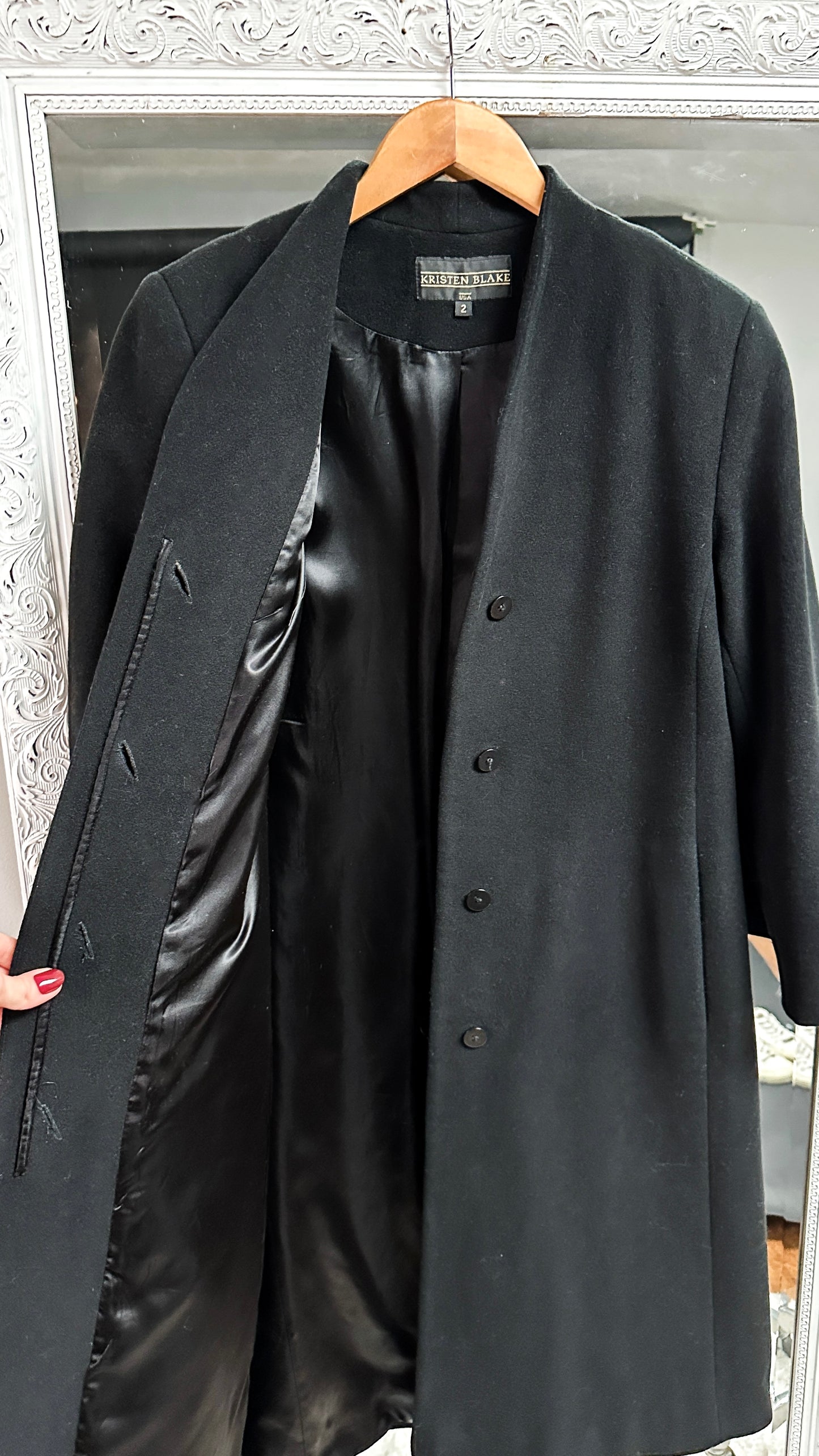 Kristen Blake Timeless Cashmere Blend Black Coat (S or 2/4)