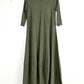 Wendy Trendy Olive Green Cotton Micro Stripe Maxi Dress (M)