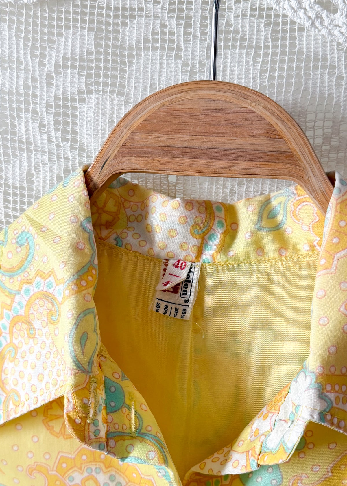 Vintage 70s Diolen Yellow Print Mini Dress