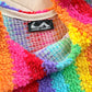 Vintage 60s Jack Winter Rainbow Crochet Mini Fringe Hem Dress (M)