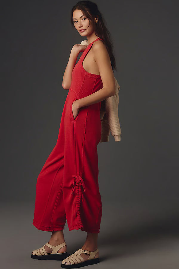 Anthropologie Daily Practice Red Horizon Wide Leg Jumpsuit (M)