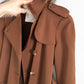 Vintage 70s London Fog Brown Long Trench with Fur Collar Winter Coat (S)