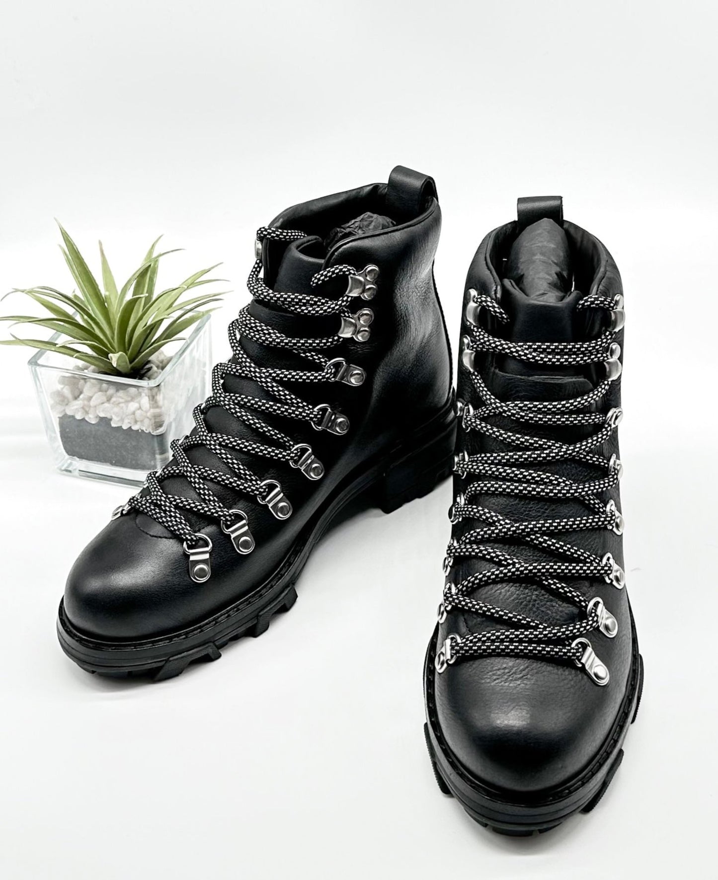 NEW Rag & Bone Black Lace Up Shiloh Hiker Leather Boot size 8.5