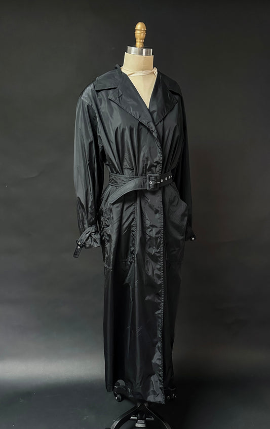 Jil Sander Black Nylon Light Weight Trench Coat Jacket (L)