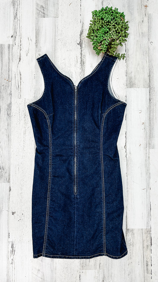 Vintage 00’s Dark Denim Zip Dress (8)