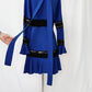 Elie Saab Blue & Black Lace Trumpet Sleeve Cocktail Dress (42 EU or 6 US)