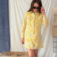 Vintage 70s Diolen Yellow Print Mini Dress