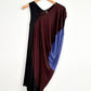 Zero + Maria Cornejo Black Brown Blue Colorblock Angular Draped Dress (XS)