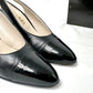 Vintage Chanel Black Leather Cap Toe Slingback Heels (38)