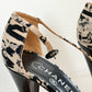 *Rare!* Vintage 2003 Chanel Black Cream D'orsay Print Round Toe Ankle Strap Heels (39)