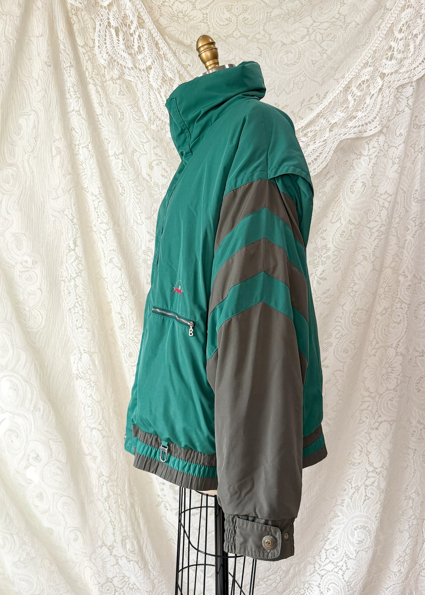 Vintage 80s Bogner Teal Gray Winter Ski Jacket (XL)