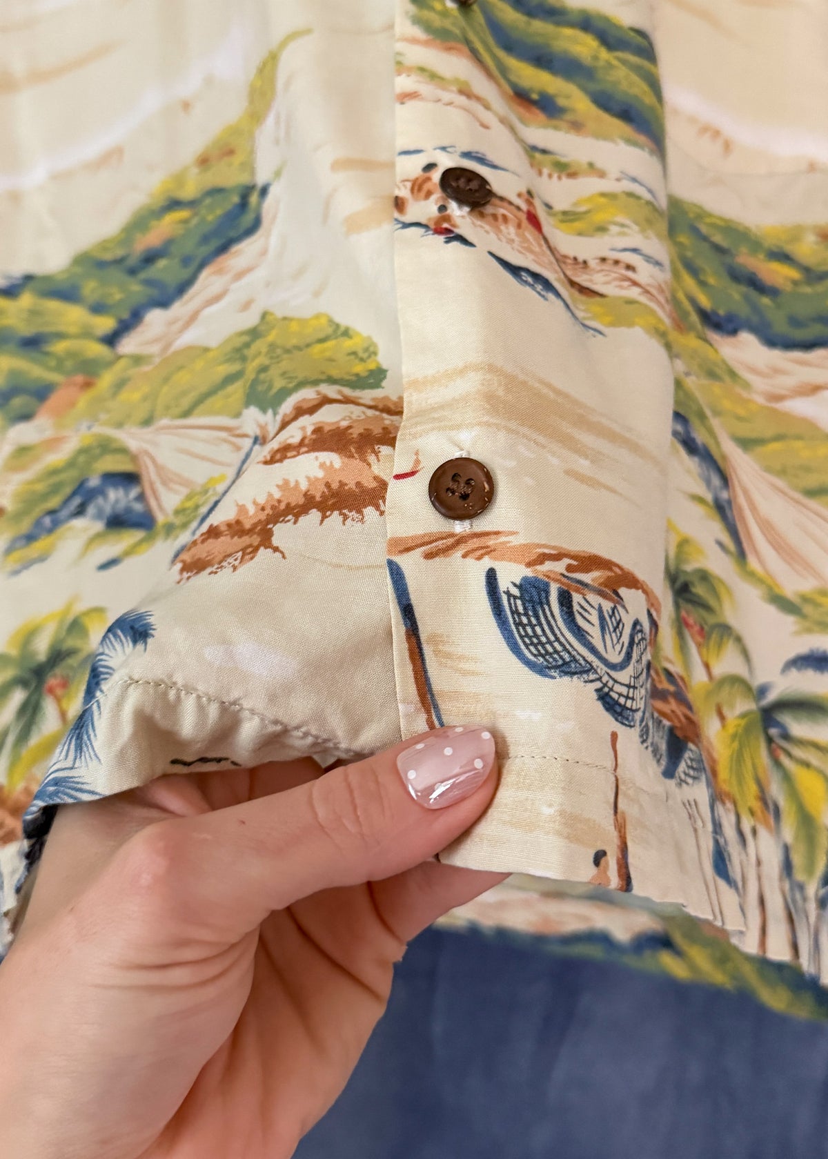Vintage 00s Tori Richard Hawaiian Scenic Print Button-Up Shirt (men's M)
