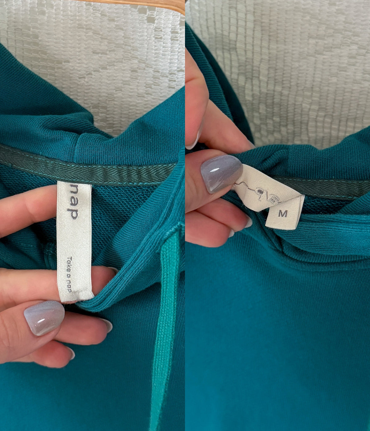 Nap Loungewear Pullover Hoodie Dress in Teal Blue (M)