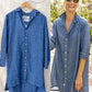Frank & Eileen Hunter Shirt Dress in Blue Linen Speckle