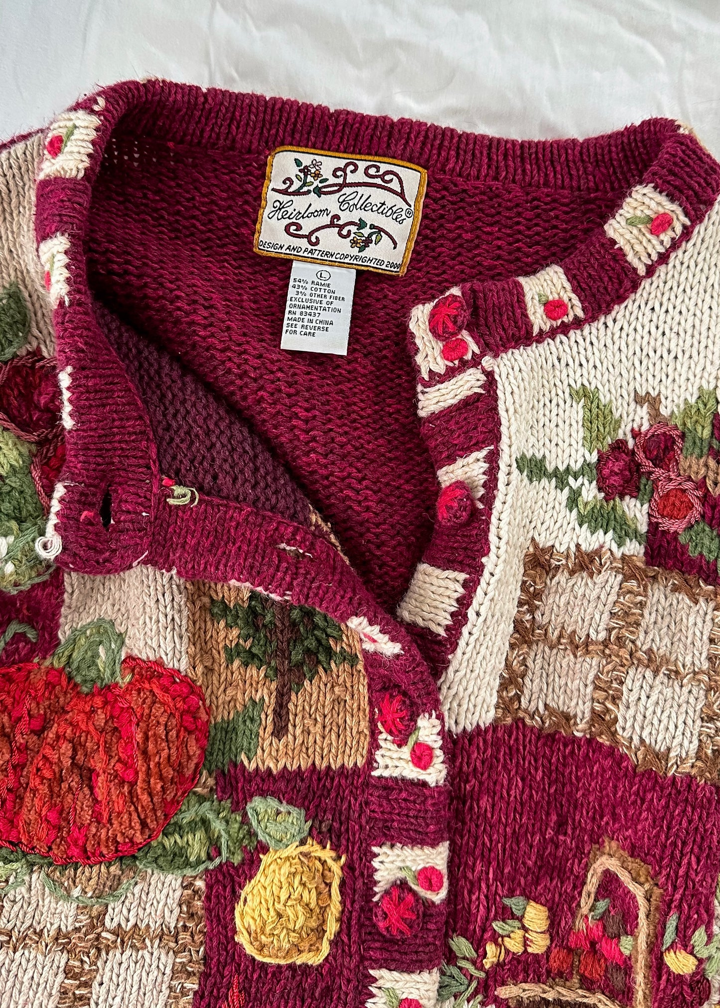 Vintage 2000 Heirloom Collectibles Pumpkin Patch Cardigan (L)