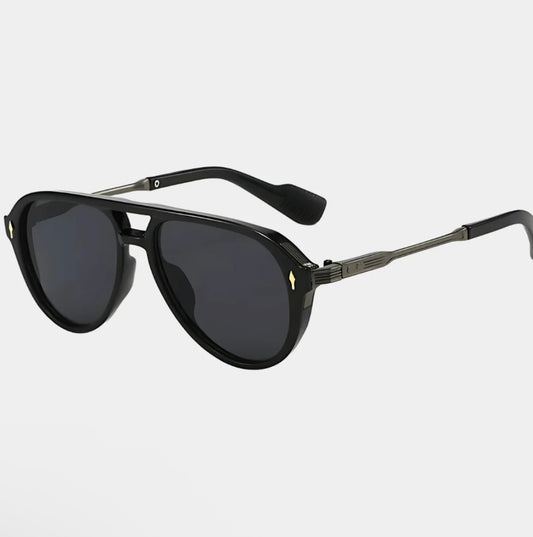 NEW VZN Frames Sainte Maxi | Onyx Black Round Aviator Sunglasses