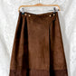 Vintage Chocolate Brown Suede A-Line Wrap Skirt