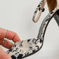 *Rare!* Vintage 2003 Chanel Black Cream D'orsay Print Round Toe Ankle Strap Heels (39)